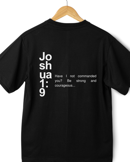Joshua 1:9 Scripture Graphic T-Shirt – Black