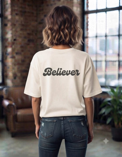 "Believer" Unisex Oversized  T-Shirt – 100% Pure Cotton Black Streetwear Tee