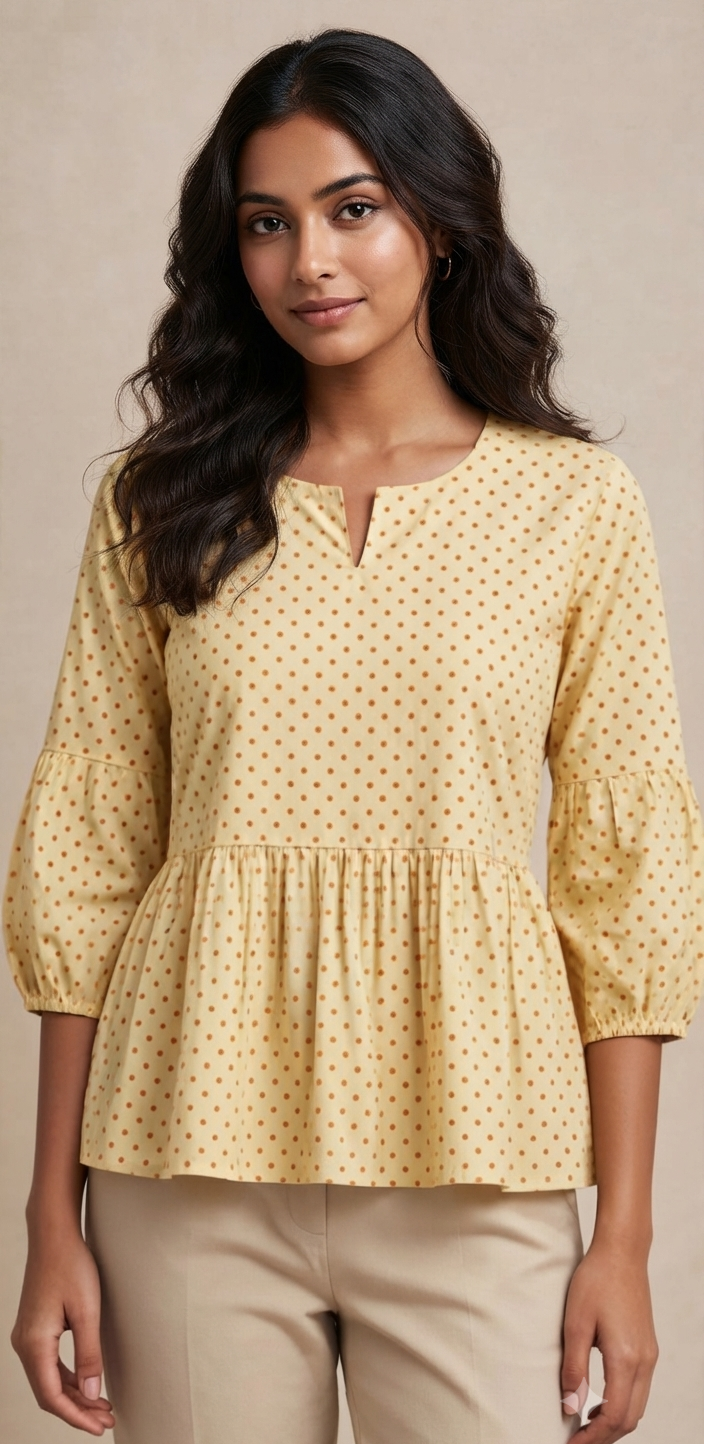 Sunshine Polka Dot Peplum Top